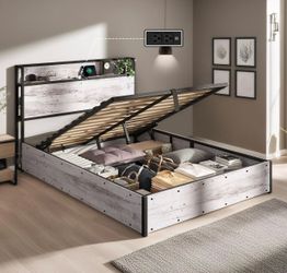 Bed frame queen side lift up storage