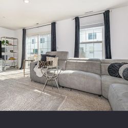 Recliner Sectional Grey Suede