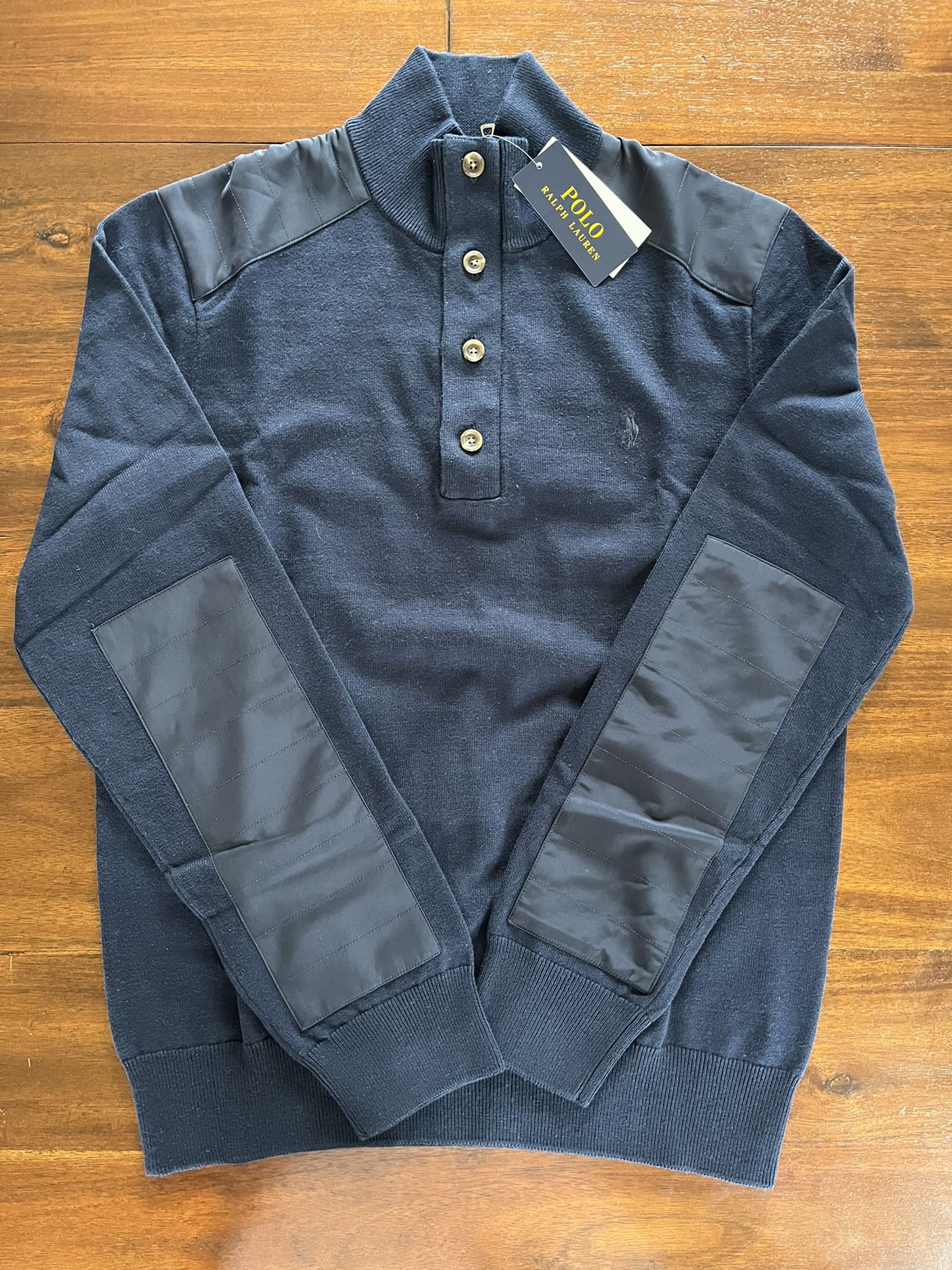 Polo Ralph Lauren Cotton Quarter Zip Sweater. Dark Navy