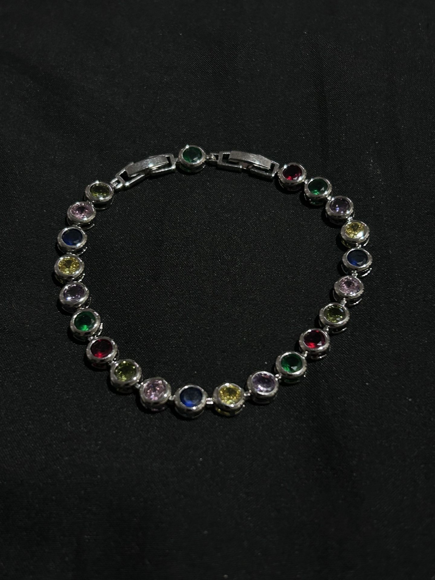 Sterling Silver Multi-Color Cubic Zirconia Bracelet