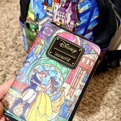 Loungefly Beauty & The Beast Backpack & Wallet