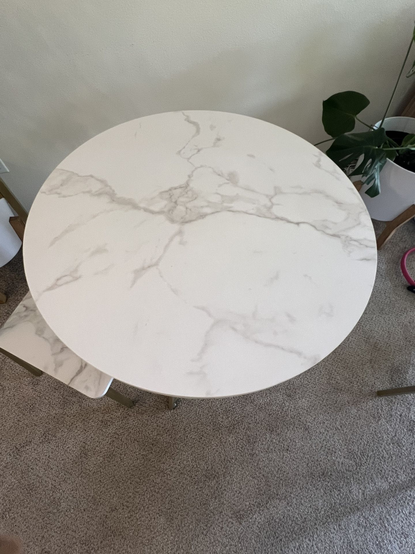 Small white & gold dining table