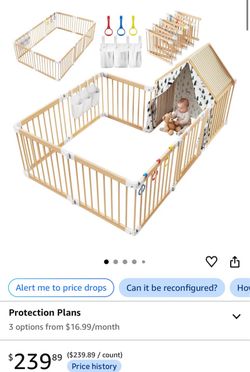 Brand New-Large Wooden Baby Playpen with Canopy