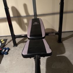 Workout Bench, Barbell & 65LB Weights 