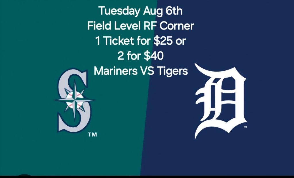 Seattle Mariners Vs Detroit Tigers Tuesday August 6 Section 110