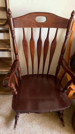 Dark Wood Spindle-Back Rocking Chair
