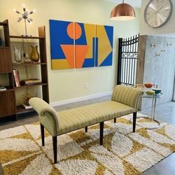 '60s vintage mid-century mod Louis XVI Regency Revival settee conversation bench 

The Buffalo Happening.