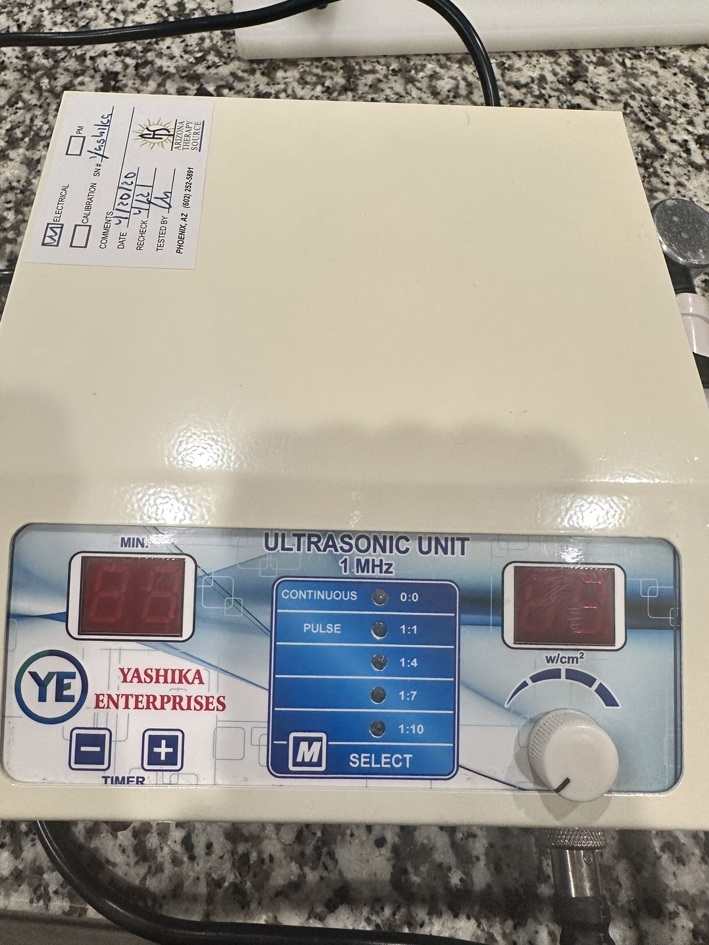 Yashika Ent Original Ultrasound therapy machine for 1MHz Machine