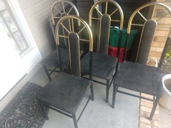 Each 4'italy Rare Elephant Gold Tusk Arched Black Ding 4 Chairs