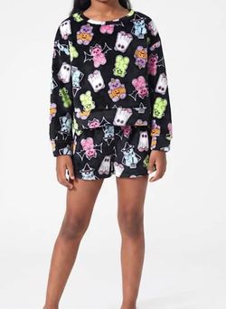 Children's Place Girls Halloween Ghost Pajamas - Cozy Fleece - Black XXL