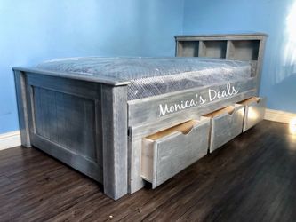 Twin Solid Wood Bed With 3 Drawers And Mattress $580