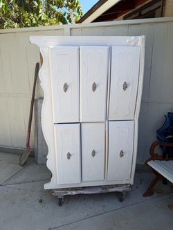 White French Provincial Armoire Cabinet