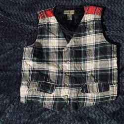 Plaid Vest Size Medium Robert Stock Green Red Black Unisex Womens Mens