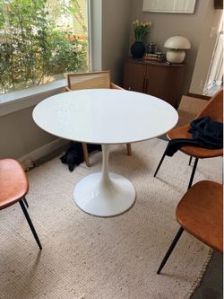 White circular kitchen table