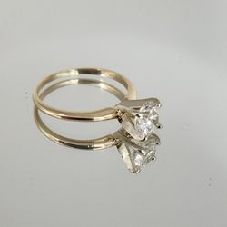 14k Yellow Gold Round Brilliant Diamond Lab Grown Engagement Ring 1.03 Ct, S6.25