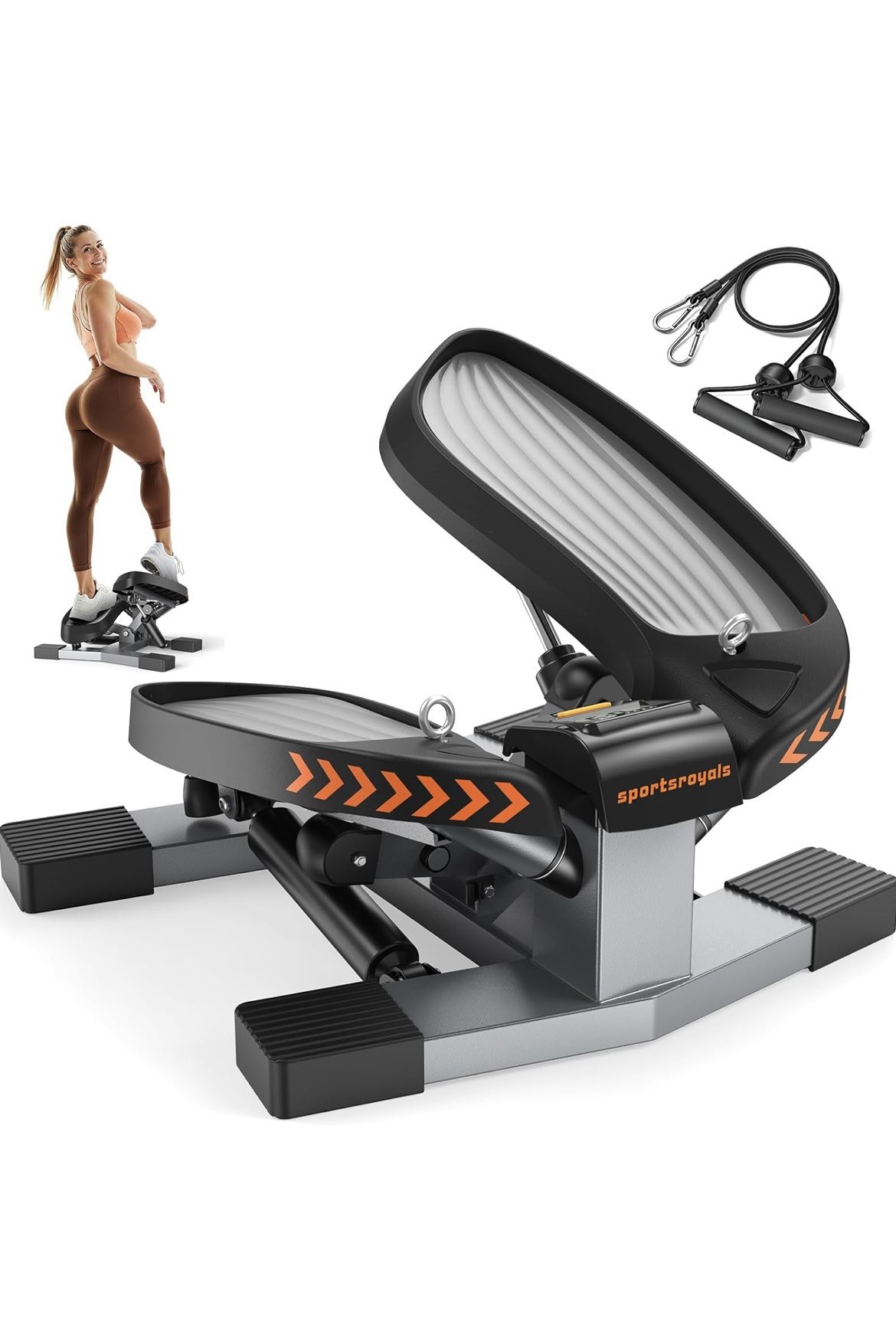 Sportsroyals Stair Stepper for Exercises-Twist Stepper with Resistance Bands and 330lbs Weight Capacity