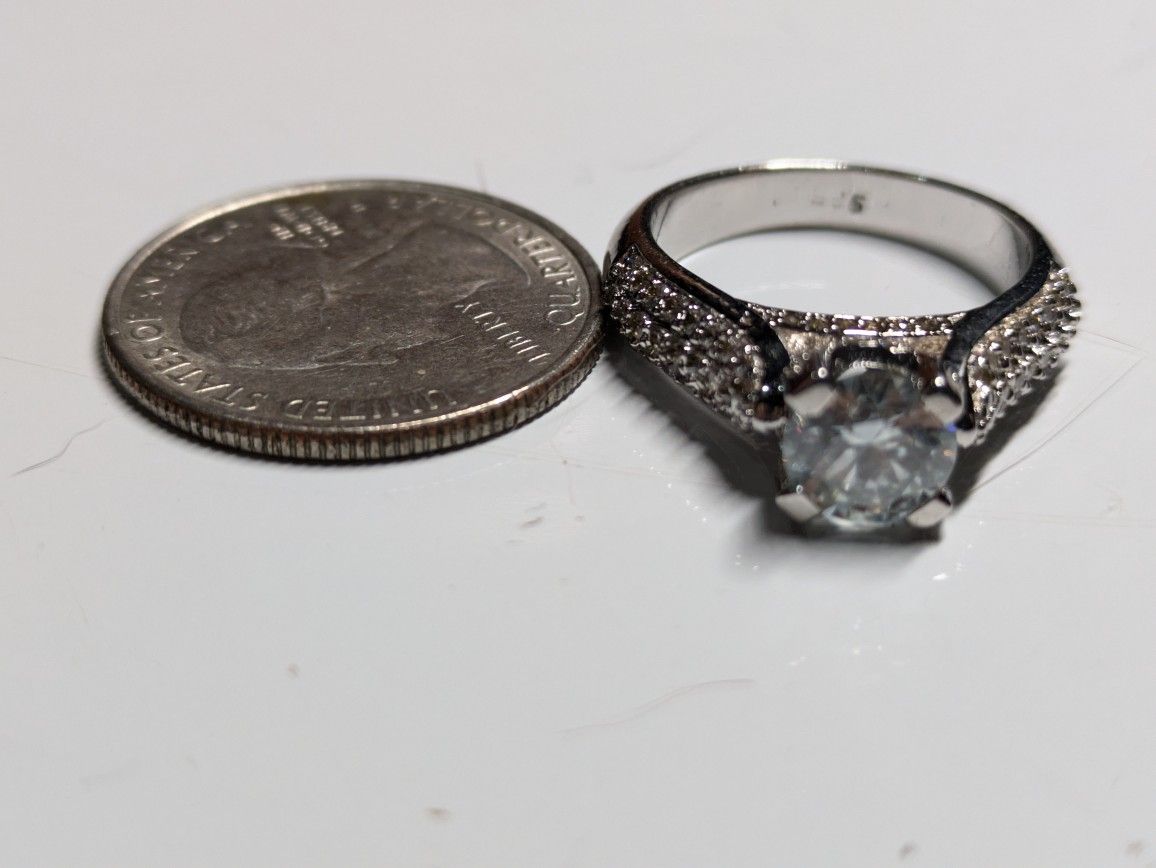 Wedding, anniversary Moissanite Blue VVS Stone , 925 Sterling Silver , New