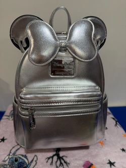 Loungefly Disney Parks Minnie Mouse Silver Mini Backpack
