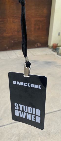 Official Danceone Studio Owner ID Badge Lanyard with silver covered metal clip