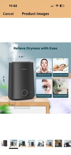 5L Humidifiers for Bedroom, Ultrasonic Cool Mist Top Fill Humidifier & Essential Oil Diffuser, 360°Nozzle, Auto Shut-off, 50H Runtime, Quiet Humidifie
