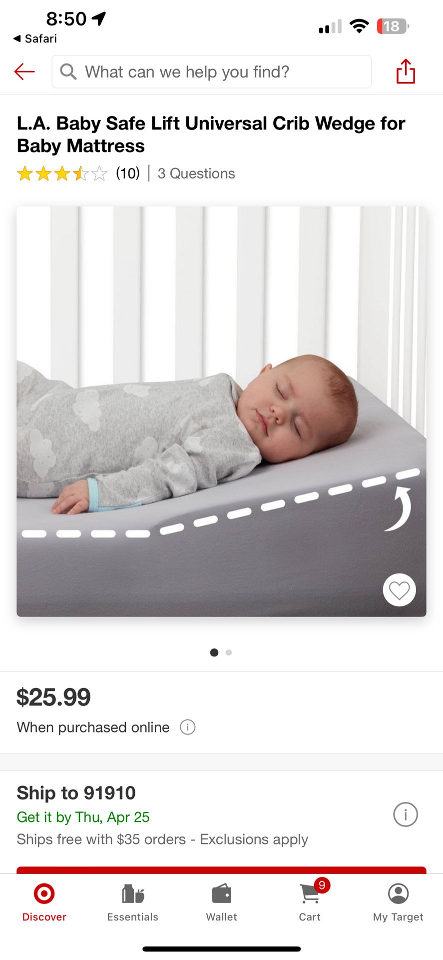 La Baby Universal Crib Wedge $15 Obo 