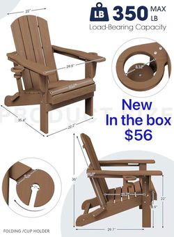😀 1 Pieces($56),2 Pieces ($100), 3 Pieces($145), 4 Pieces($190 ) SERWALL Folding Adjustable Adirondack Chair with Cup Holder, Brown