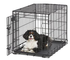 MidWest Homes for Pets Single & Double Door Life Stages Dog Crate, Includes Tray, Ground Protection Roller Feet & Divider Panel 30-Inch Single Door Do