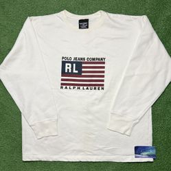Vintage Polo Ralph Lauren Flag Crewneck Medium 
