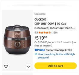 Cuckoo rice cooker JHR1009F