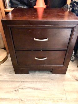 Dark Brown 2-Drawer Wooden Nightstand