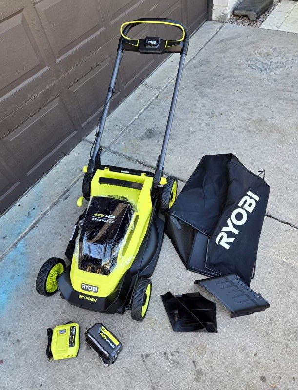 RYOBI 40V Brushless 20in. Push Lawn Mower with 6Ah battery and Fast Charger