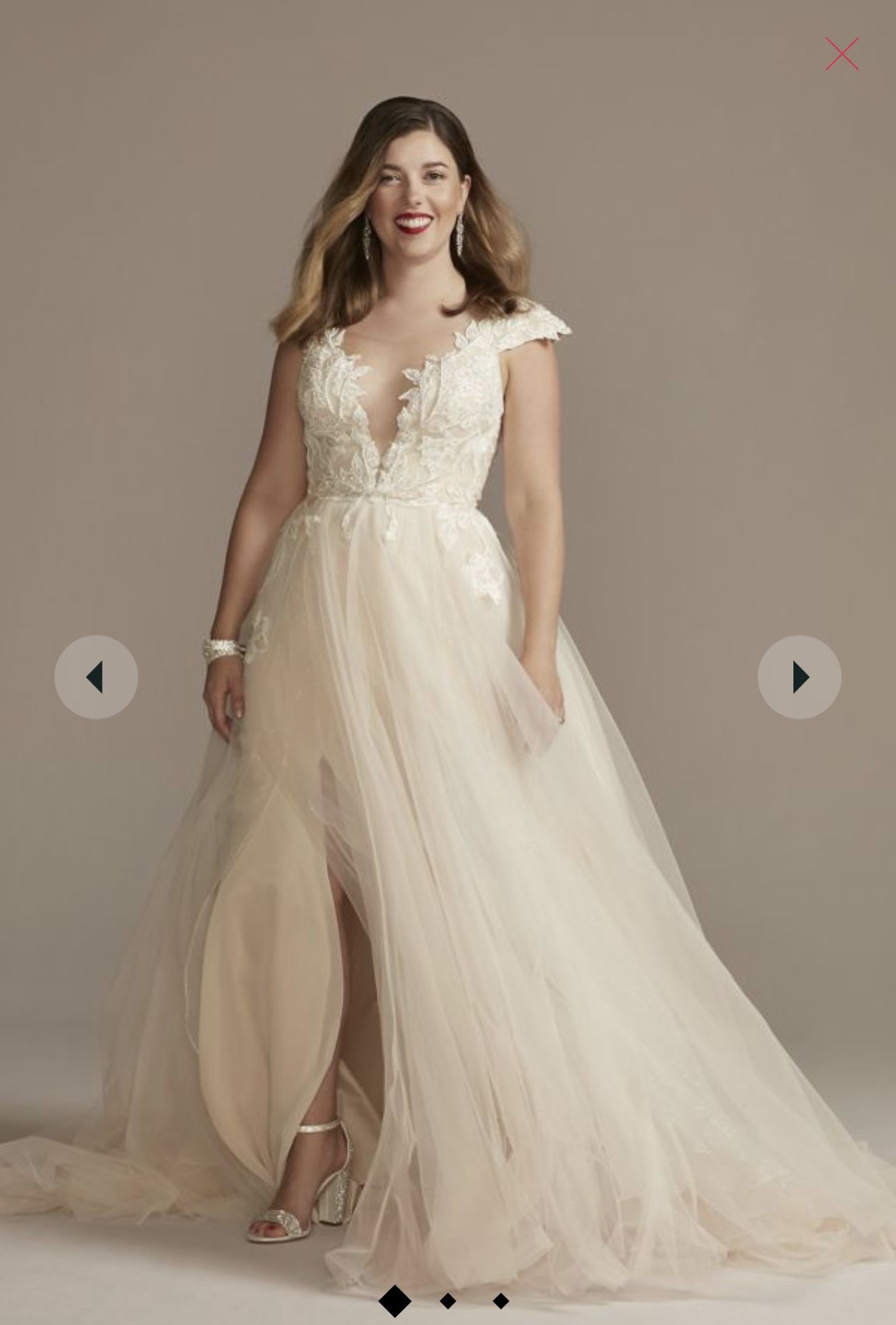 Galina signature Illusion Plunge Wedding Dress Sz 20W