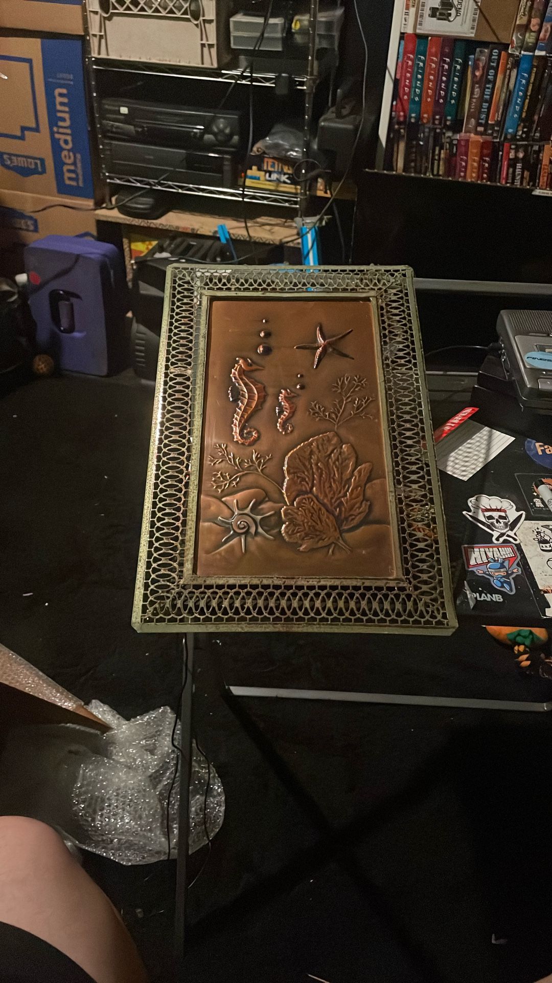 Copper Wall Hanging, Copper Repousse, Embossed Copper Art, Fish Lover Gift, Crab Horse Fish