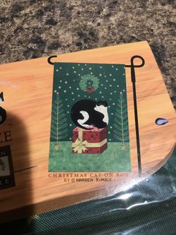 Garden flag with Xmas cat new 12x18