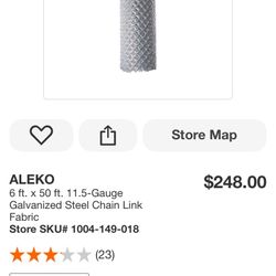 ALEKO 6 ft. x 50 ft. 11.5-Gauge Galvanized Steel Chain Link Fabric