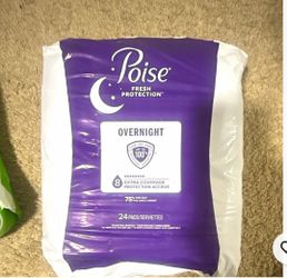 Poise Fresh Protection Overnight Incontinence Pads, Size 8, 24 Count