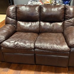 Brown Leather Reclining Couch