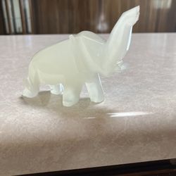 Small White Quartz Elephant 