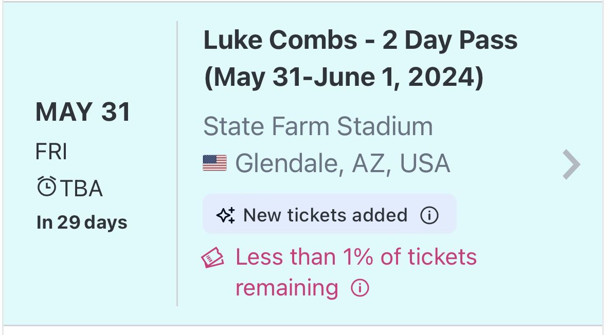 2 Two Day Luke Combs Put Tickets 