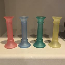 Frosted Glass Candle Holders and Candles
