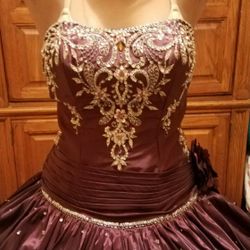 Purple / Eggplant Quinceanera Or Ballroom Dress $200