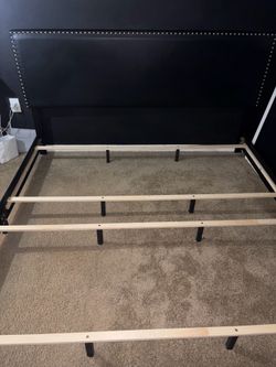 Willow King Size Black Upholstered Bed Frame – Nailhead Trim – No Mattress