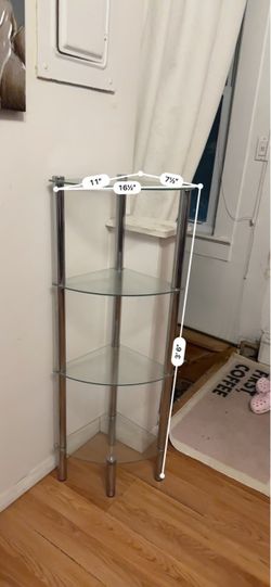 4-Tier Glass and Chrome Corner Shelf