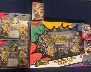 Pokemon Ascended Heroes Lucario Poster, Bundle and 2 Pack Blisters