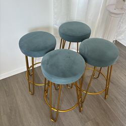 Gold and green velvet barstools chairs