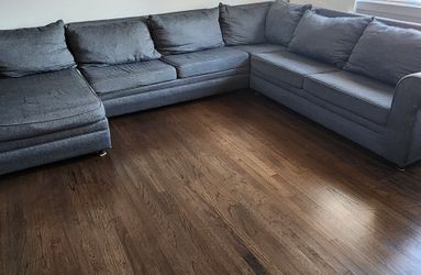 Large Gray Fabric Sectional Sofa