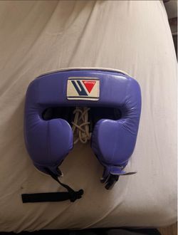 Winning Boxing Headgear Blue Leather