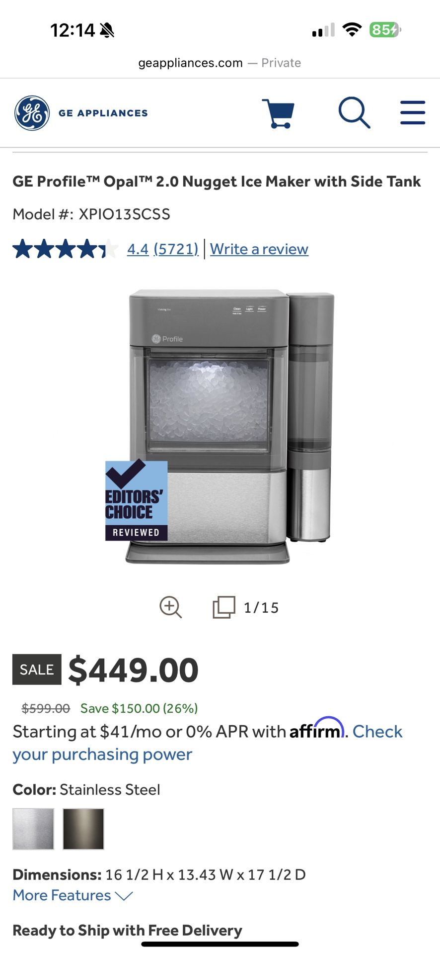 GE Profile Opal Nugget Ice Maker