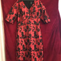 I Peterman Red And Black Dress With Metallic Shine Size 6