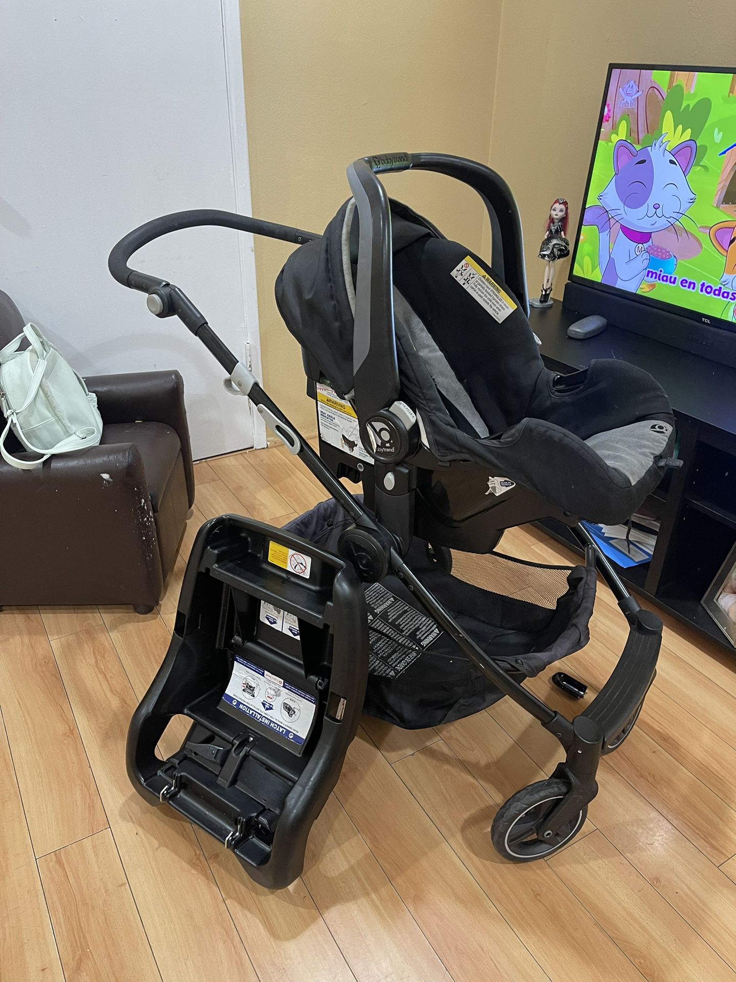 car seat and stroller